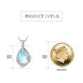 wholesale 925 Sterling Silver Teardrop Blue Opal Flower Pendant Necklace s for Women Girls-0-1