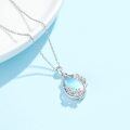 wholesale 925 Sterling Silver Teardrop Blue Opal Flower Pendant Necklace s for Women Girls-0-3