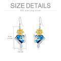 wholesale 925 Sterling Silver Blue Crystal Sunflower Heart Drop Earrings s for Women-0-3