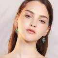 wholesale 925 Sterling Silver Blue Crystal Sunflower Heart Drop Earrings s for Women-0-4