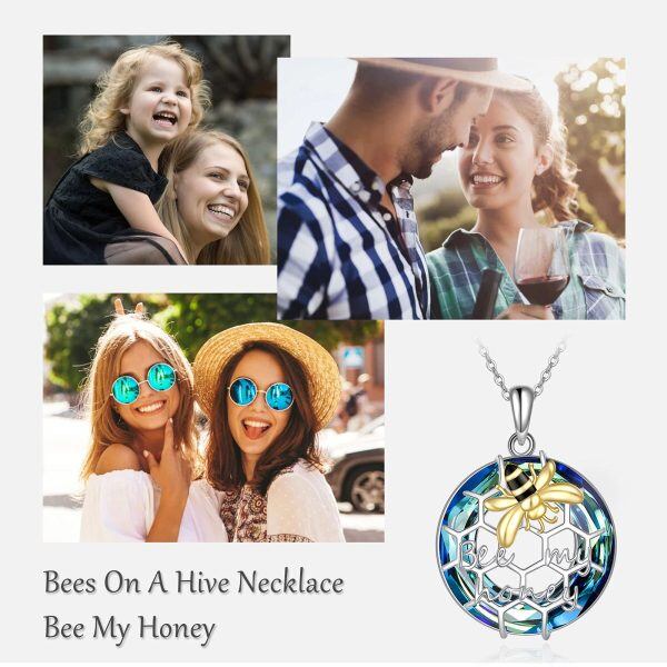 Sterling Silver Crystal Rhodium Plated Bee Necklace-5