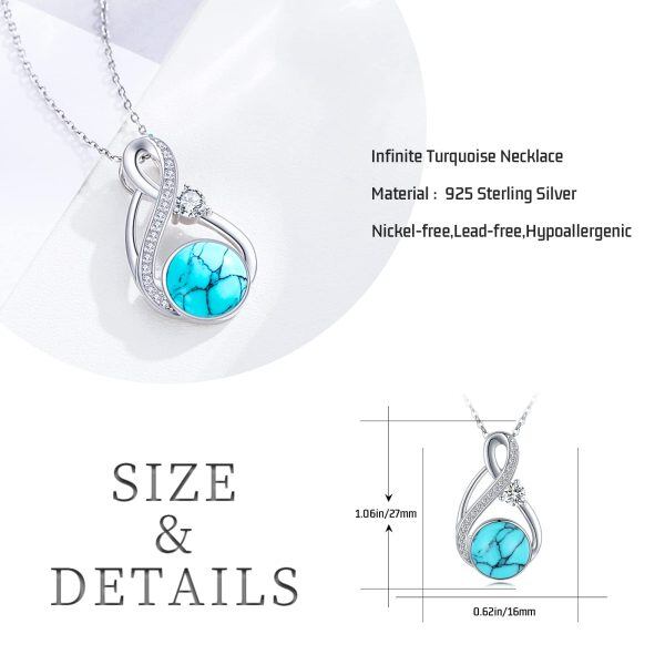 Sterling Silver Turquoise Rhodium Plated Infinity Necklace-6