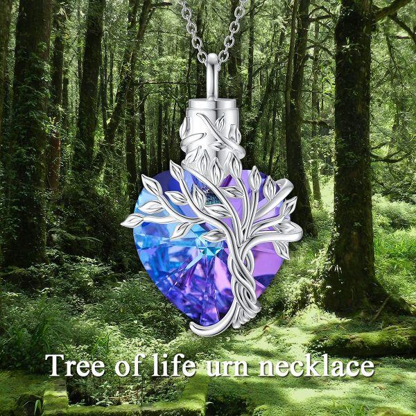 Sterling Silver Crystal Rhodium Plated Tree Of Life Urn Necklace-4