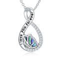 wholesale 925 Sterling Silver Abalone Shell Butterfly Pendant Necklace for Women Girls-0-0