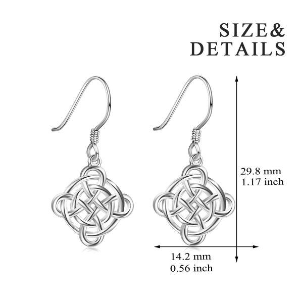 Sterling Silver Silver Plated Celtic Knot Dangles Fishhook Earrings -2