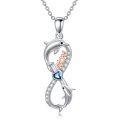 wholesale 925 Sterling Silver Infinity Heart Dolphins MOM Pendant Necklace for Women Girls Mom Grandma Wife Birthday Gifts-0-0