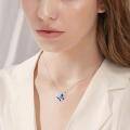 wholesale 925 Sterling Silver Metal Crystal Butterfly Necklace with Blue Stones and 925 Sterling Silver Chain in Gift Box -0-2