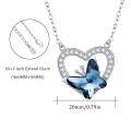 wholesale 925 Sterling Silver Metal Crystal Butterfly Necklace with Blue Stones and 925 Sterling Silver Chain in Gift Box -0-5