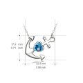 wholesale 925 Sterling Silver Anchor with Blue Crystal Heart Pendant Necklace for Women - 45 cm Chain Length-0-2