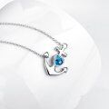 wholesale 925 Sterling Silver Anchor with Blue Crystal Heart Pendant Necklace for Women - 45 cm Chain Length-0-4