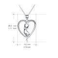 wholesale 925 Sterling Silver Heart Cat Pendant Necklace with Cubic Zirconia for Women and Girls-0-1