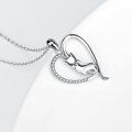 wholesale 925 Sterling Silver Heart Cat Pendant Necklace with Cubic Zirconia for Women and Girls-0-4