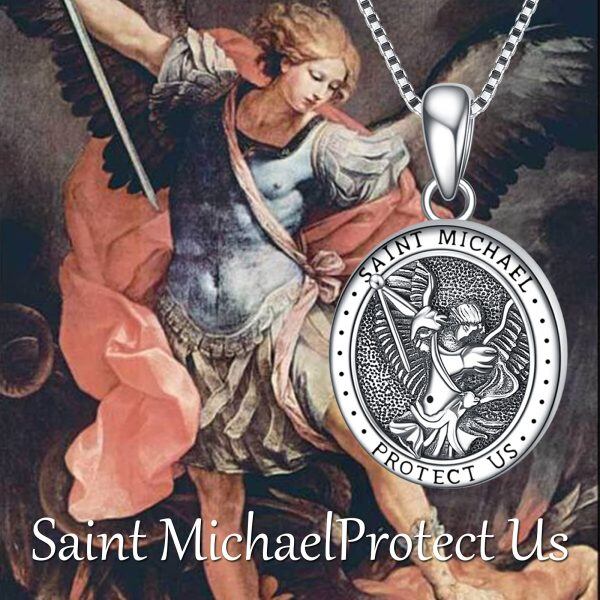 Sterling Silver Oxidized St Michael Protect Us Lockets Necklaces-1