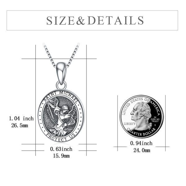 Sterling Silver Oxidized St Michael Protect Us Lockets Necklaces-5