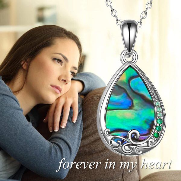 Sterling Silver Abalone Shell Silver Plated Teardrop Urn Necklaces -3