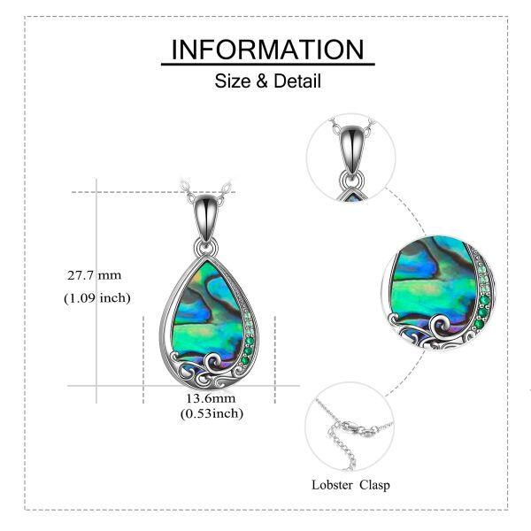 Sterling Silver Abalone Shell Silver Plated Teardrop Urn Necklaces -5