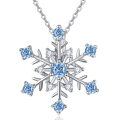 wholesale 925 Sterling Silver Blue Crystal Snowflake Pendant Necklace for Women's Holiday s-0-0