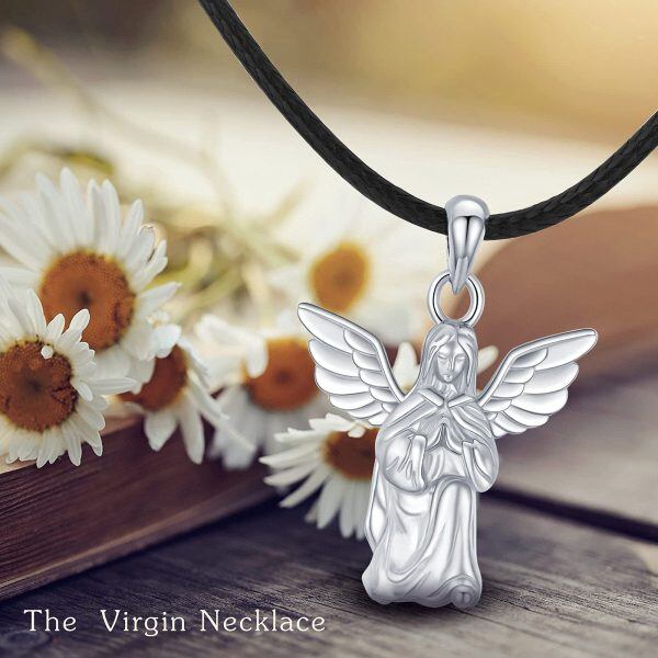 Sterling Silver Silver Plated Guardian Angel Pendant Necklace -1