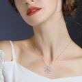 wholesale 925 Sterling Silver Blue Crystal Snowflake Pendant Necklace for Women's Holiday s-0-2