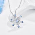wholesale 925 Sterling Silver Blue Crystal Snowflake Pendant Necklace for Women's Holiday s-0-3