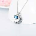wholesale 925 Sterling Silver Blue Crystal Heart & Crescent Moon Keepsake Jewelry for Ashes - 3D Engraved Locket with Funnel and Fill Tool-0-2