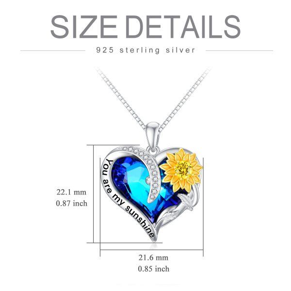 Sterling Silver Crystal Rhodium And Gold Plated Sunflower Necklace-4