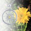 wholesale 925 Sterling Silver Sunflower Charm Pendant Necklaces for Women Girl Couples Best Friend Gift All Love Begins with You Jewelry Accessories-0-3