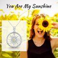 wholesale 925 Sterling Silver Sunflower Charm Pendant Necklaces for Women Girl Couples Best Friend Gift All Love Begins with You Jewelry Accessories-0-5