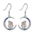 wholesale 925 Sterling Silver Moon & Sisters Hug Charm Dangle Earrings Gift for Sister-0-0