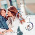 wholesale 925 Sterling Silver Moon & Sisters Hug Charm Dangle Earrings Gift for Sister-0-5