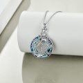 wholesale 925 Sterling Silver Blue Crystal Tree of Life Cremation Jewelry Urn Pendant Necklace for Ashes Women/Men-0-1