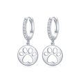 wholesale 925 Sterling Silver Hypoallergenic Hoop Earrings with Dog or Cat Paw Print Charm for Women-0-0