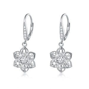 Sterling Silver Zircon Silver Plated Chakra Dangle Earrings -0