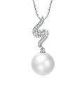 wholesale 925 Sterling Silver CZ & Pearl Drop Necklace - Elegant  for Her-0-0