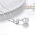 wholesale 925 Sterling Silver CZ & Pearl Drop Necklace - Elegant  for Her-0-2