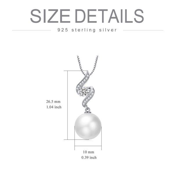 Sterling Silver Zircon Pearl Drop Silver Plated Pendent Necklace-5