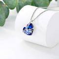 wholesale 925 Sterling Silver Blue Crystal I love you sister Heart Pendant Necklace-0-1