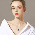 wholesale 925 Sterling Silver Blue Crystal I love you sister Heart Pendant Necklace-0-5