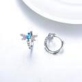 wholesale 925 Sterling Silver Blue Topaz & Cubic Zirconia Dragonfly Huggie Hoop Earrings for Women's Gifts-0-2