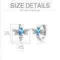 wholesale 925 Sterling Silver Blue Topaz & Cubic Zirconia Dragonfly Huggie Hoop Earrings for Women's Gifts-0-3