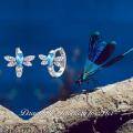 wholesale 925 Sterling Silver Blue Topaz & Cubic Zirconia Dragonfly Huggie Hoop Earrings for Women's Gifts-0-5
