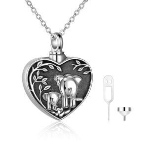 Sterling Silver Oxidized Elephant Urn Necklace-0