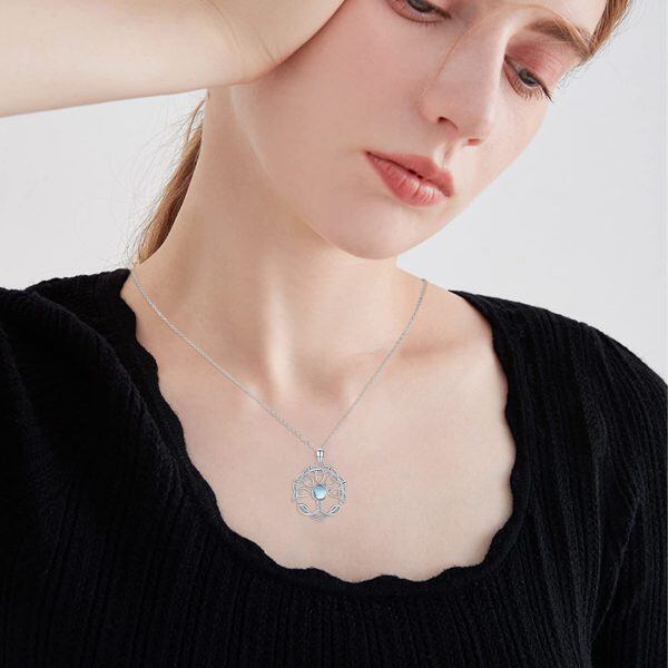 Sterling Silver Moonstone Rhodium Plated Celtic Necklace-1