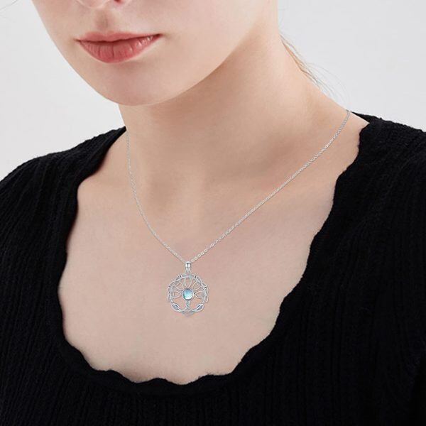 Sterling Silver Moonstone Rhodium Plated Celtic Necklace-2