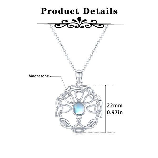 Sterling Silver Moonstone Rhodium Plated Celtic Necklace-5