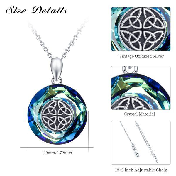 Sterling Silver Crystal Oxidized Celtic Urn Necklace-4