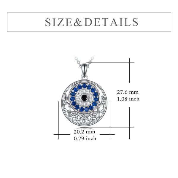 Sterling Silver Zircon Rhodium Plated Evil Eye Necklace-3