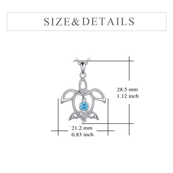 Sterling Silver Zircon Rhodium Plated Sea Turtle Necklace-1