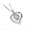 wholesale 925 Sterling Silver Clear Cubic Zirconia Heart Pendant Necklace for Sisters Friendship Gifts-0-2