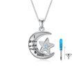 wholesale 925 Sterling Silver Blue Crystal Moon & Star Cremation Jewelry Urn Pendant with Funnel and Fill Tool (18 + 2)-0-0